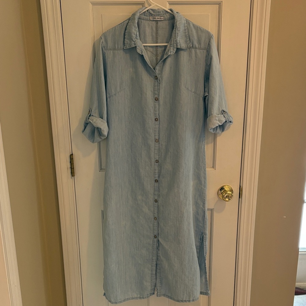 Claudia Rabelo Light Blue Denim Shirt Dress